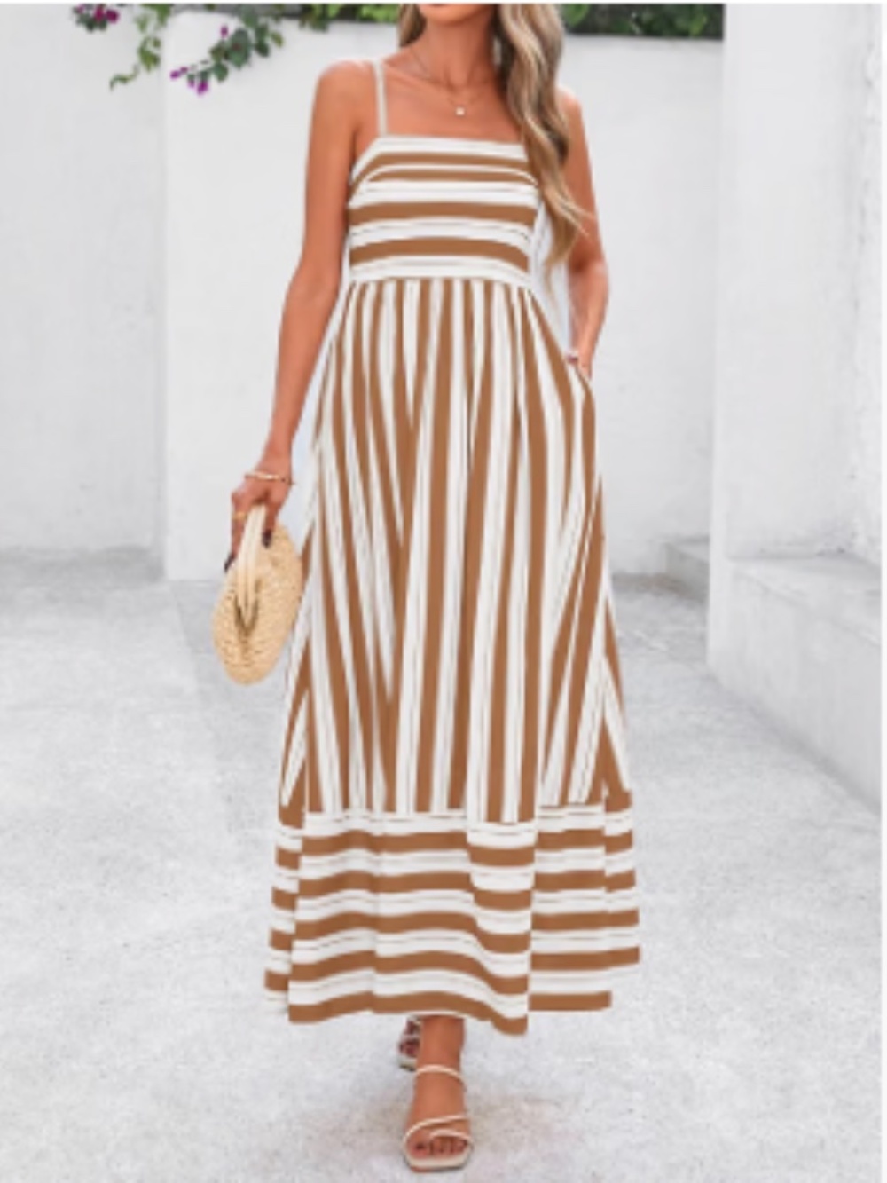 NWT Pretty Garden Summer Striped White Khaki